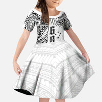 Samoa 685 Art Traditional Tattoo Pattern Family Matching Long Sleeve Bodycon Dress and Hawaiian Shirt White Color