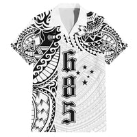 Samoa 685 Art Traditional Tattoo Pattern Family Matching Off Shoulder Maxi Dress and Hawaiian Shirt White Color