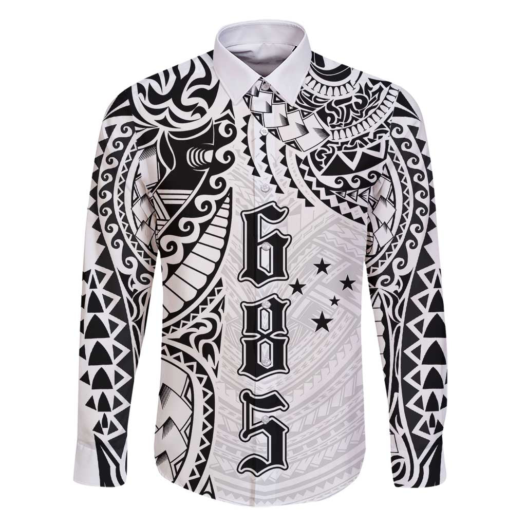 Samoa 685 Art Traditional Tattoo Pattern Family Matching Summer Maxi Dress and Hawaiian Shirt White Color LT03 Dad's Shirt - Long Sleeve White - Polynesian Pride