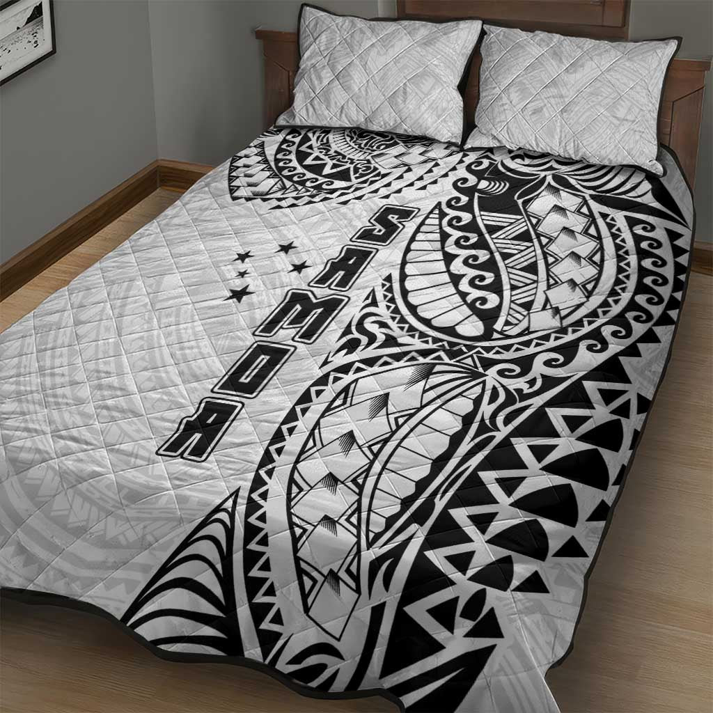 Samoa 685 Art Traditional Tattoo Pattern Quilt Bed Set White Color