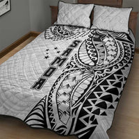 Samoa 685 Art Traditional Tattoo Pattern Quilt Bed Set White Color