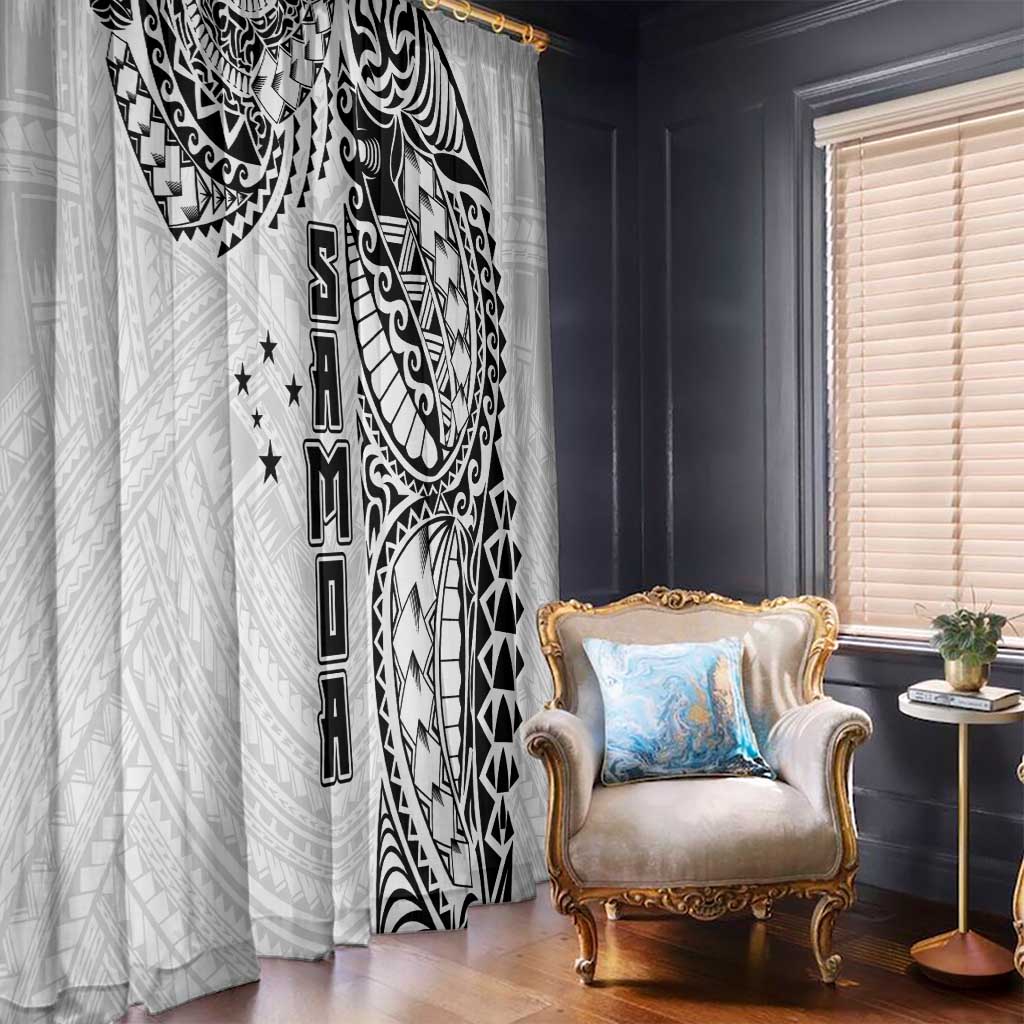 Samoa 685 Art Traditional Tattoo Pattern Window Curtain White Color