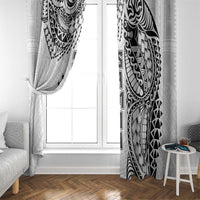 Samoa 685 Art Traditional Tattoo Pattern Window Curtain White Color