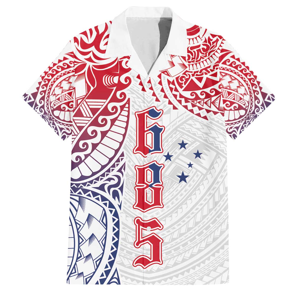 Samoa 685 Art Traditional Tattoo Pattern Family Matching Off Shoulder Short Dress and Hawaiian Shirt Gradient Color