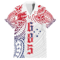 Samoa 685 Art Traditional Tattoo Pattern Family Matching Off Shoulder Short Dress and Hawaiian Shirt Gradient Color