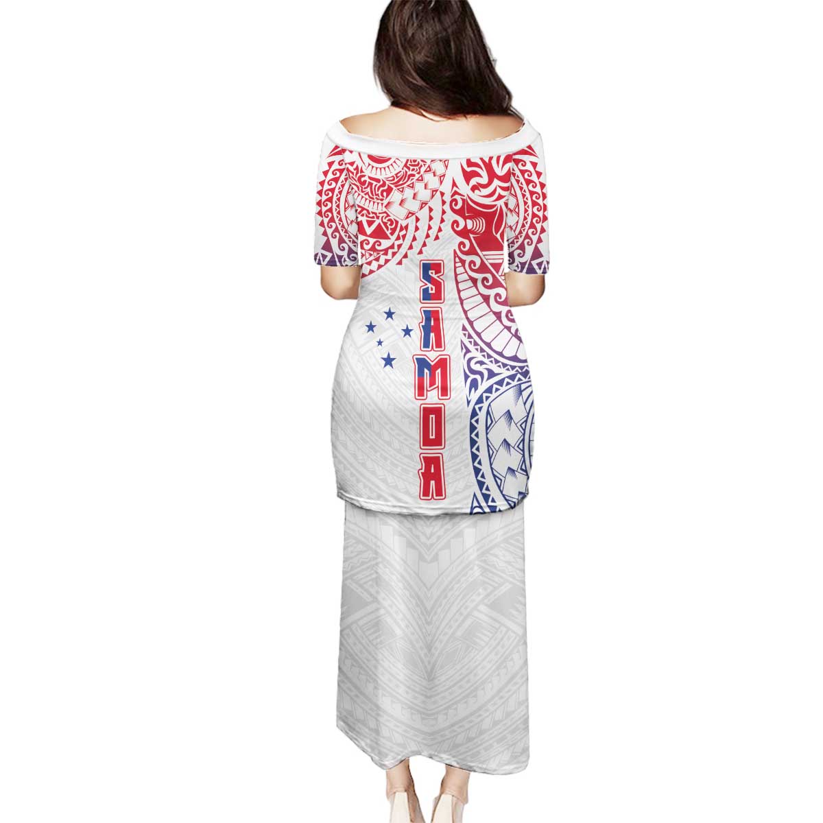 Samoa 685 Art Traditional Tattoo Pattern Family Matching Puletasi and Hawaiian Shirt Gradient Color