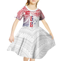 Samoa 685 Art Traditional Tattoo Pattern Kid Short Sleeve Dress Gradient Color