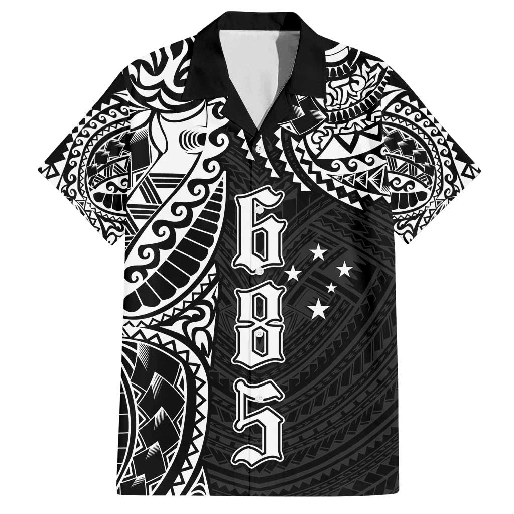 Samoa 685 Art Traditional Tattoo Pattern Family Matching Off Shoulder Maxi Dress and Hawaiian Shirt Black Color