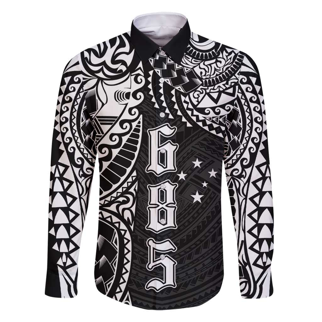 Samoa 685 Art Traditional Tattoo Pattern Family Matching Off Shoulder Maxi Dress and Hawaiian Shirt Black Color