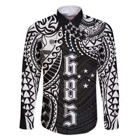 Samoa 685 Art Traditional Tattoo Pattern Family Matching Off Shoulder Maxi Dress and Hawaiian Shirt Black Color