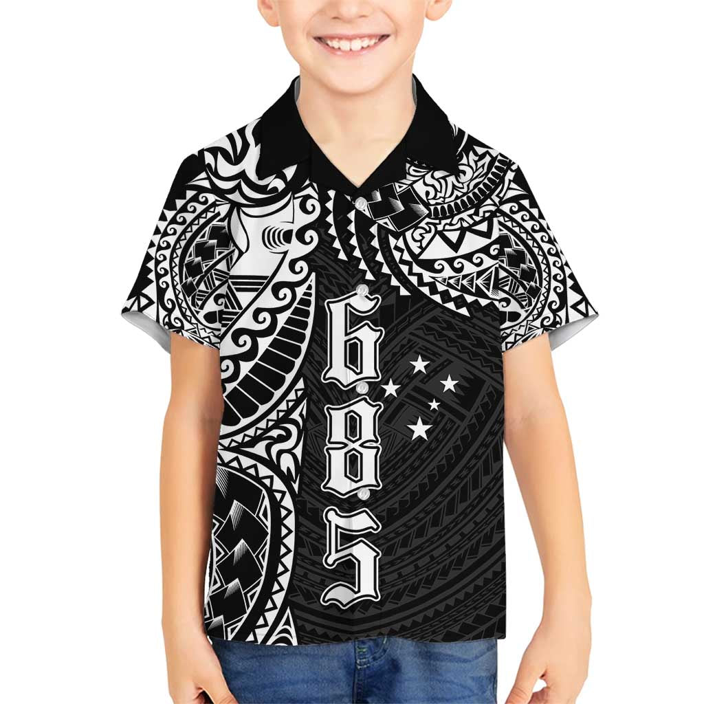 Samoa 685 Art Traditional Tattoo Pattern Family Matching Tank Maxi Dress and Hawaiian Shirt Black Color