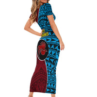 Bintangor Goroka Lahanis Rugby Short Sleeve Bodycon Dress Papua New Guinea Polynesian Tattoo LT03 - Polynesian Pride