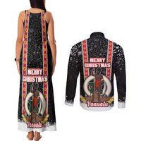Vanuatu Christmas Couples Matching Tank Maxi Dress and Long Sleeve Button Shirts Polynesian Tribal Snow Style LT03 - Polynesian Pride