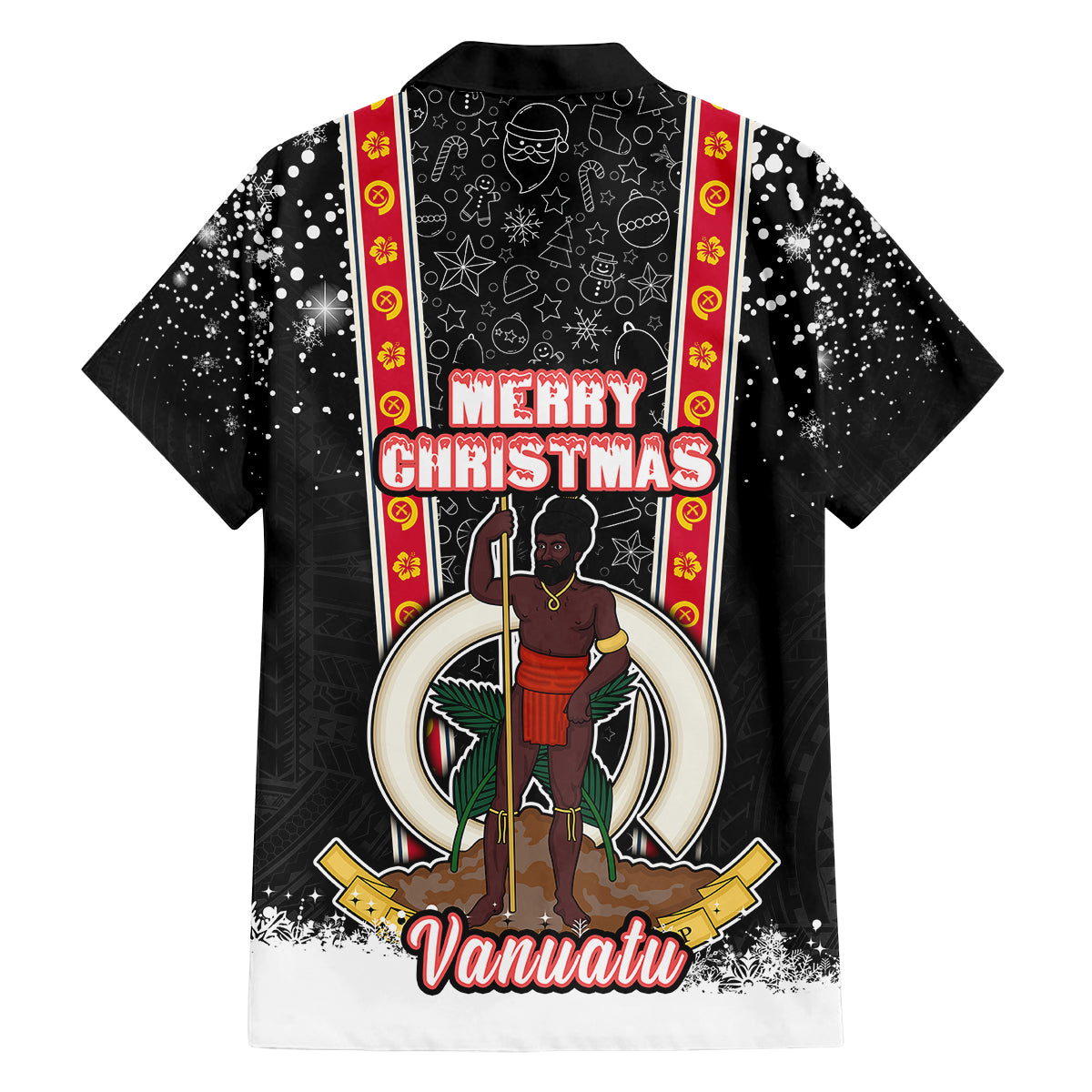 Vanuatu Christmas Family Matching Off Shoulder Maxi Dress and Hawaiian Shirt Polynesian Tribal Snow Style LT03 - Polynesian Pride