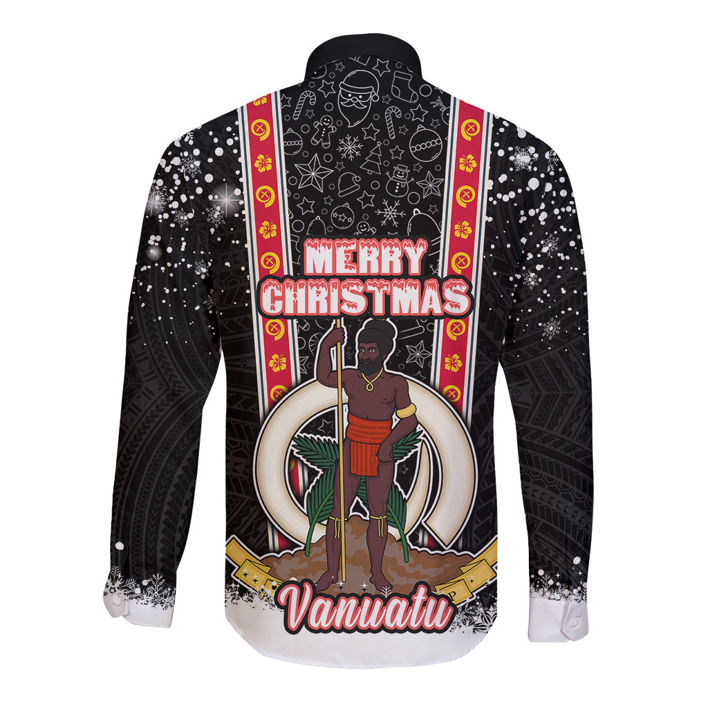 Vanuatu Christmas Long Sleeve Button Shirt Polynesian Tribal Snow Style LT03 - Polynesian Pride