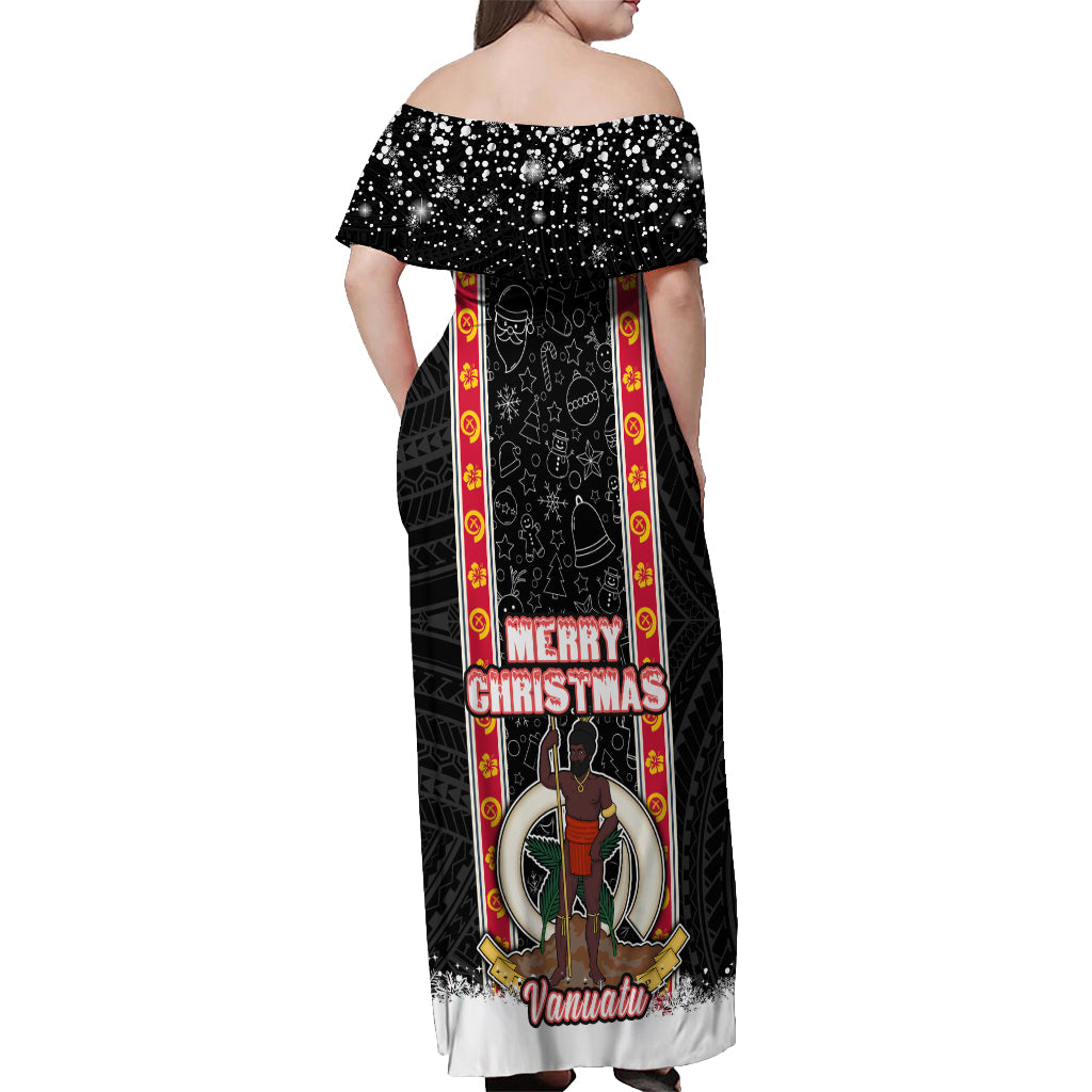 Vanuatu Christmas Off Shoulder Maxi Dress Polynesian Tribal Snow Style LT03 - Polynesian Pride
