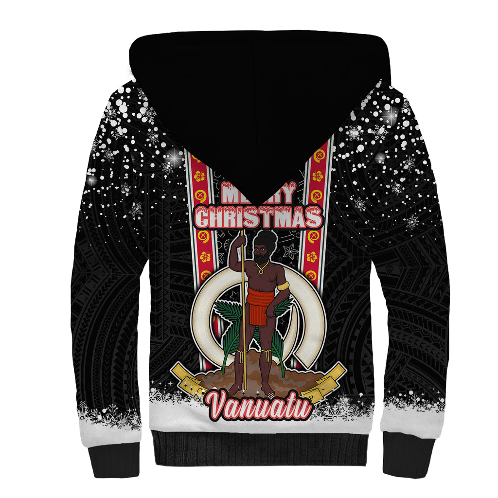 Vanuatu Christmas Sherpa Hoodie Polynesian Tribal Snow Style LT03 - Polynesian Pride