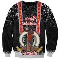 Vanuatu Christmas Sweatshirt Polynesian Tribal Snow Style LT03 Unisex Black - Polynesian Pride