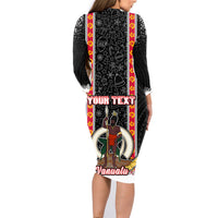 Personalised Vanuatu Christmas Family Matching Long Sleeve Bodycon Dress and Hawaiian Shirt Polynesian Tribal Snow Style LT03 - Polynesian Pride
