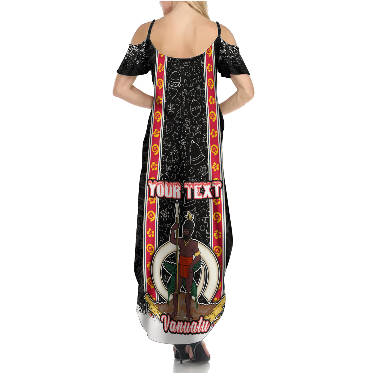 Personalised Vanuatu Christmas Family Matching Summer Maxi Dress and Hawaiian Shirt Polynesian Tribal Snow Style LT03 - Polynesian Pride