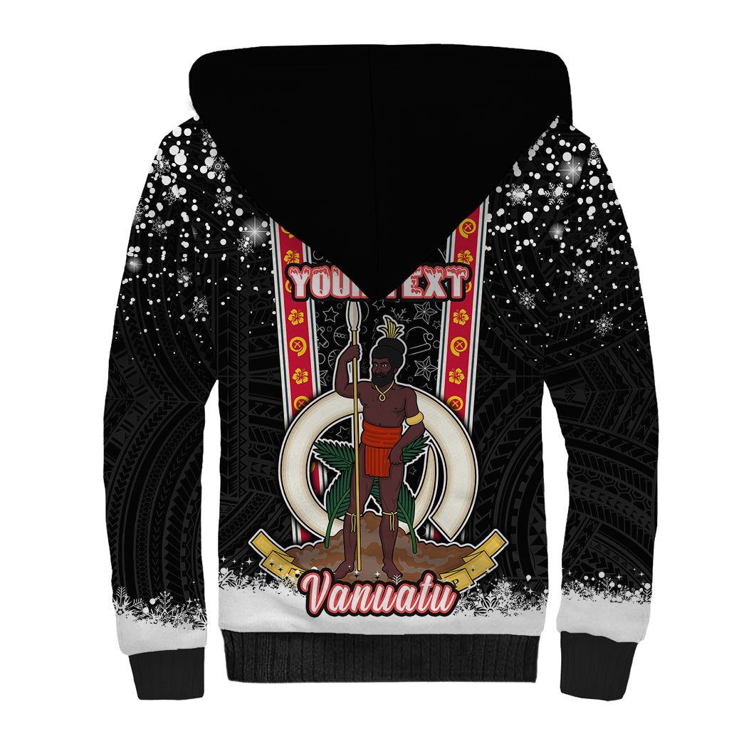 Personalised Vanuatu Christmas Sherpa Hoodie Polynesian Tribal Snow Style LT03 - Polynesian Pride
