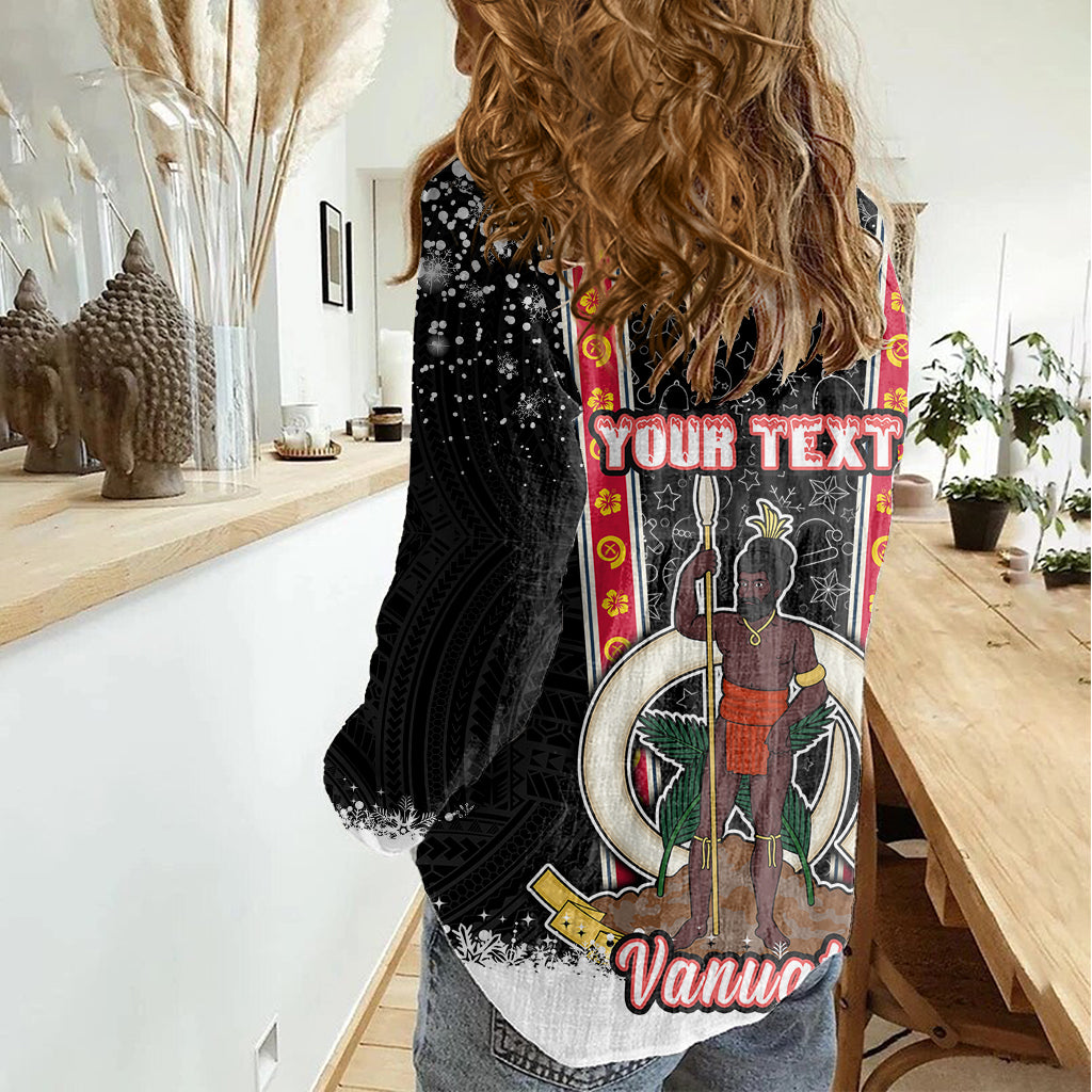Personalised Vanuatu Christmas Women Casual Shirt Polynesian Tribal Snow Style LT03 - Polynesian Pride