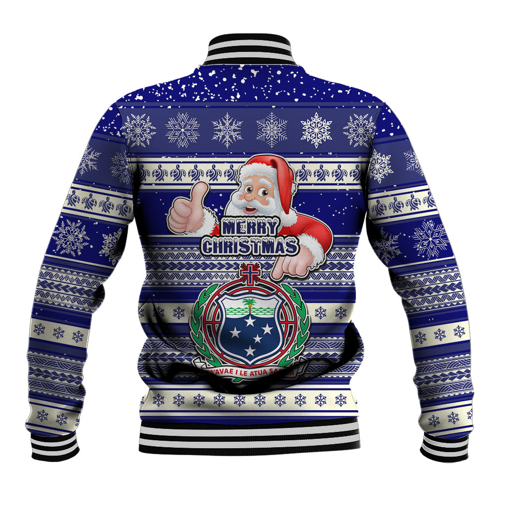 Samoa Christmas Baseball Jacket The Santa Coat of Arms with Samoa Bracelet Pattern LT03 - Polynesian Pride