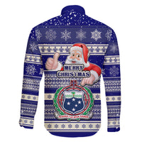 Samoa Christmas Family Matching Long Sleeve Bodycon Dress and Hawaiian Shirt The Santa Coat of Arms with Samoa Bracelet Pattern LT03 - Polynesian Pride