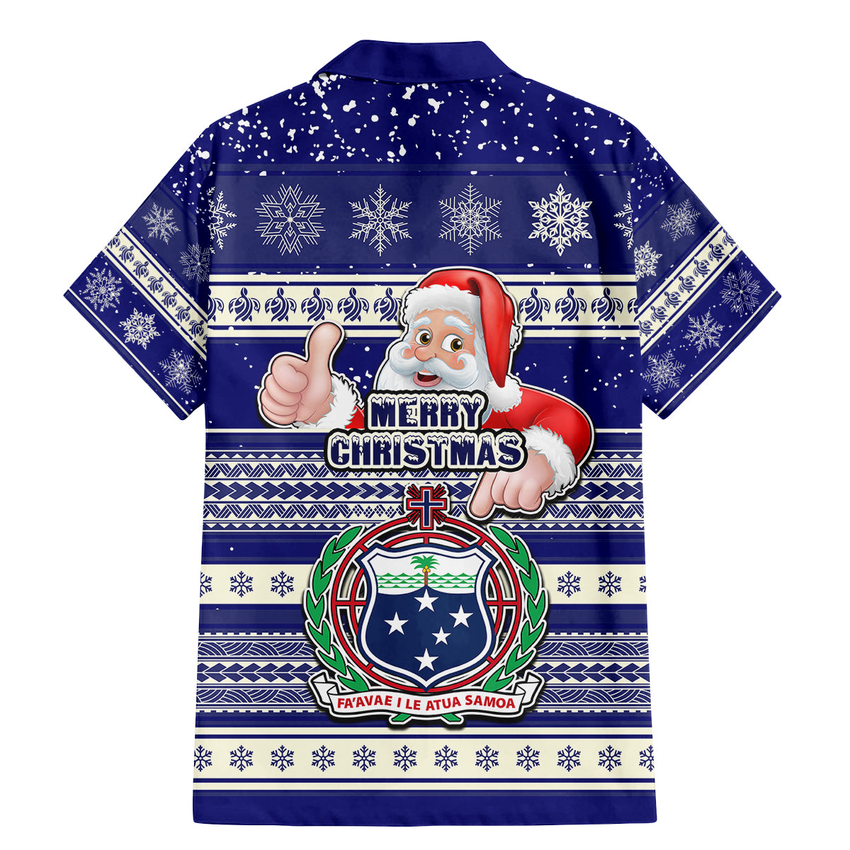 Samoa Christmas Family Matching Mermaid Dress and Hawaiian Shirt The Santa Coat of Arms with Samoa Bracelet Pattern LT03 - Polynesian Pride