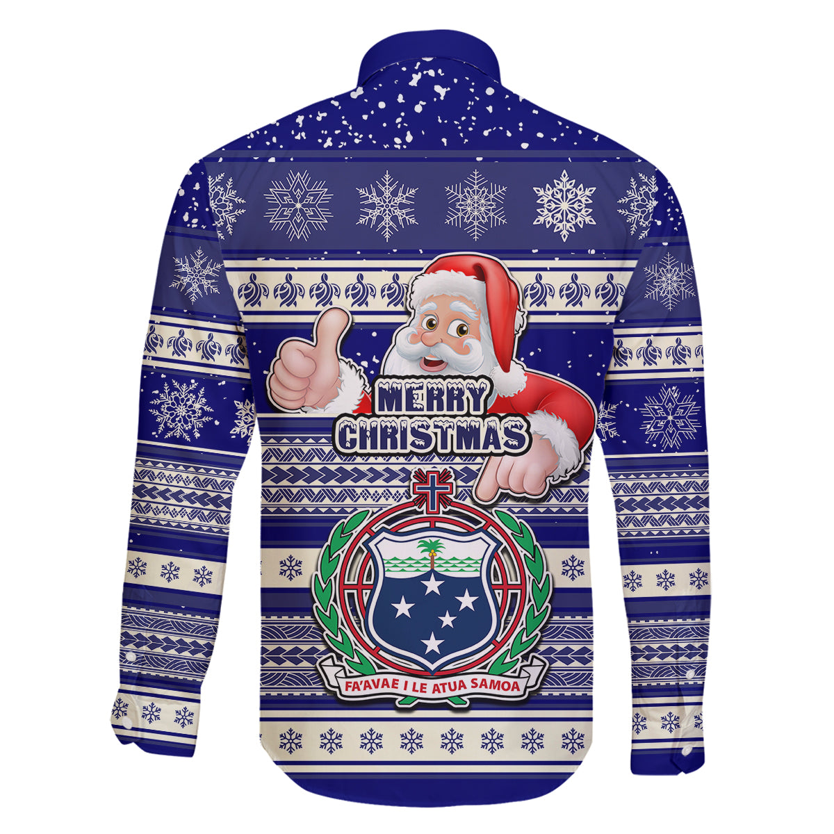 Samoa Christmas Family Matching Off Shoulder Maxi Dress and Hawaiian Shirt The Santa Coat of Arms with Samoa Bracelet Pattern LT03 - Polynesian Pride