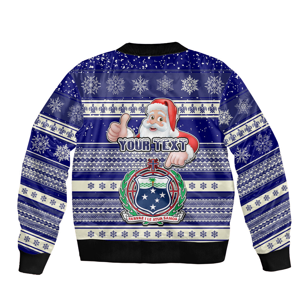 Custom Samoa Christmas Bomber Jacket The Santa Coat of Arms with Samoa Bracelet Pattern LT03 - Polynesian Pride