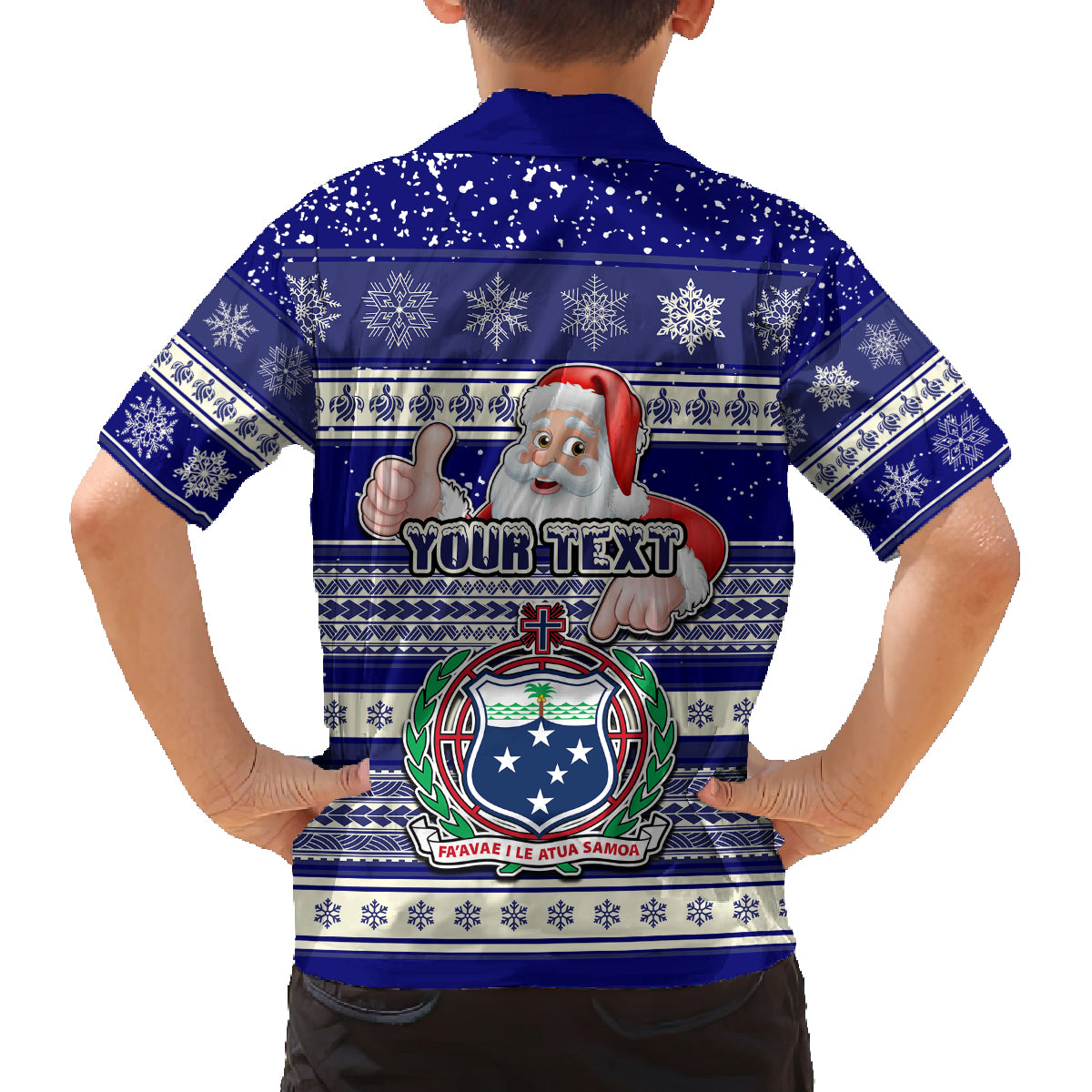 Custom Samoa Christmas Family Matching Off Shoulder Long Sleeve Dress and Hawaiian Shirt The Santa Coat of Arms with Samoa Bracelet Pattern LT03 - Polynesian Pride
