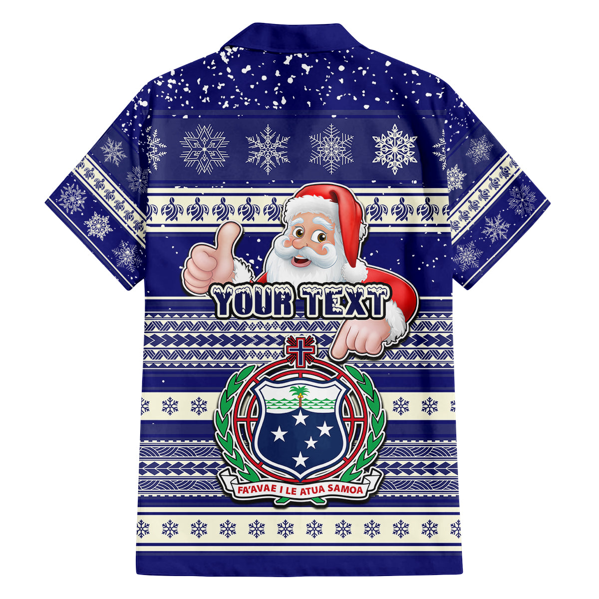 Custom Samoa Christmas Family Matching Off Shoulder Short Dress and Hawaiian Shirt The Santa Coat of Arms with Samoa Bracelet Pattern LT03 - Polynesian Pride