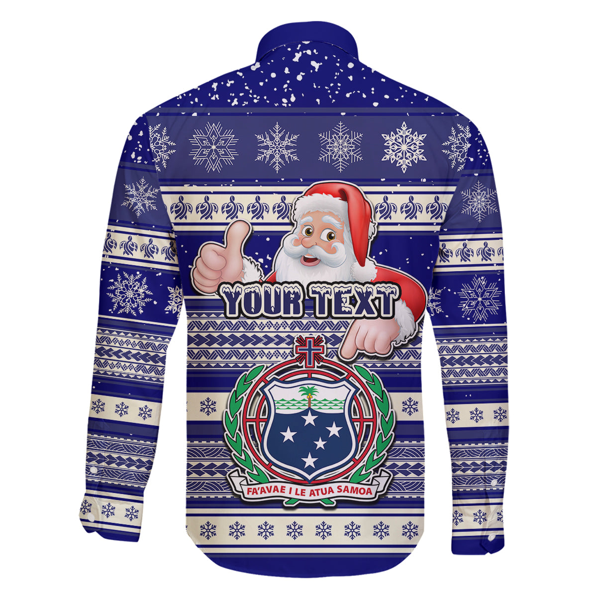 Custom Samoa Christmas Family Matching Puletasi Dress and Hawaiian Shirt The Santa Coat of Arms with Samoa Bracelet Pattern LT03 - Polynesian Pride