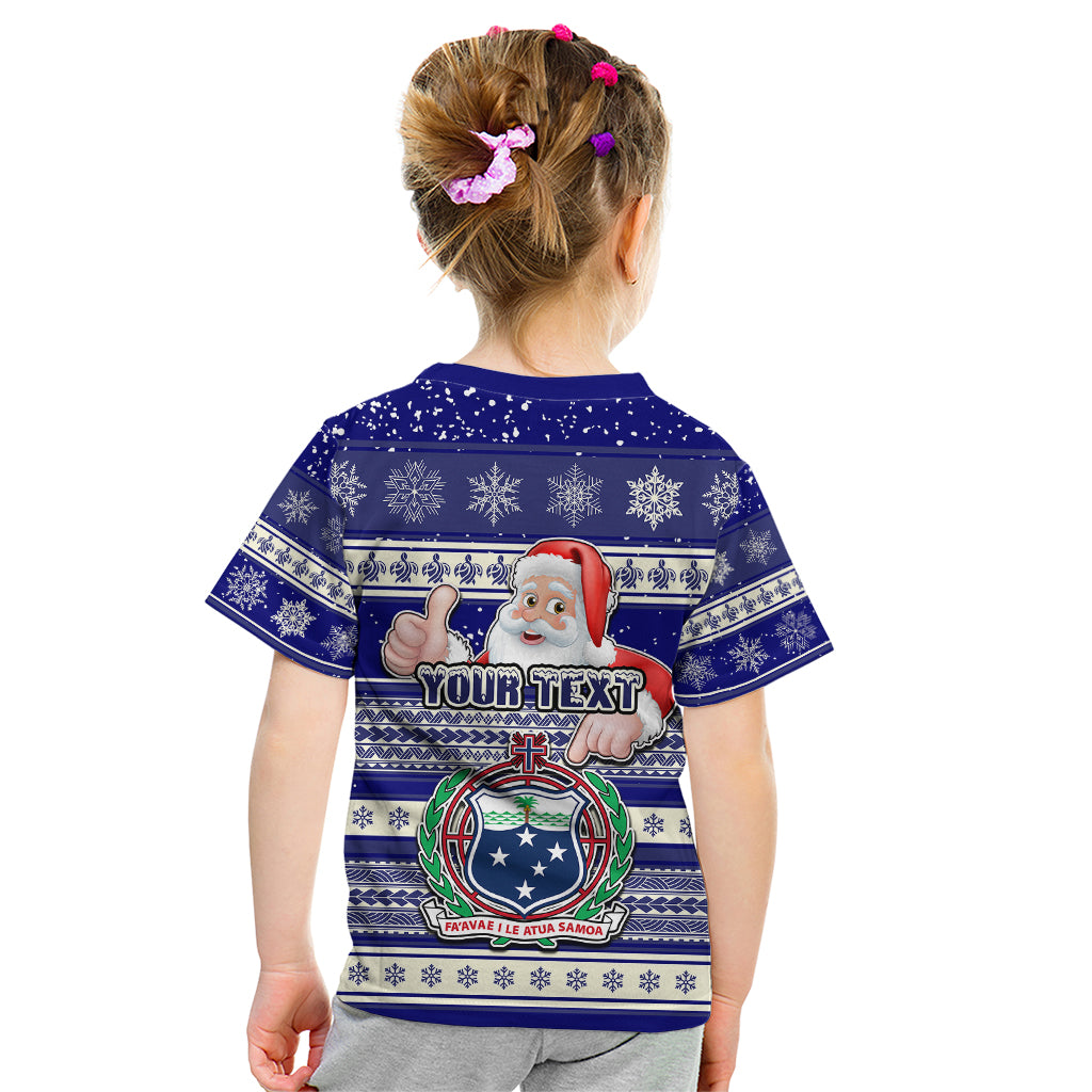 Custom Samoa Christmas Kid T Shirt The Santa Coat of Arms with Samoa Bracelet Pattern LT03 - Polynesian Pride