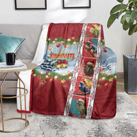 New Zealand Merry Christmas Blanket Maori Animals, Koru Tattoo - Red Xmas Style