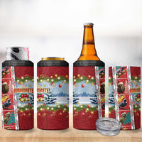 New Zealand Merry Christmas 4 in 1 Can Cooler Tumbler Maori Animals Xmas Style and Koru Tattoo Red Color LT03 - Polynesian Pride