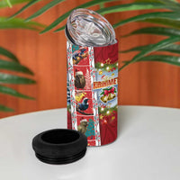 New Zealand Merry Christmas 4 in 1 Can Cooler Tumbler Maori Animals Xmas Style and Koru Tattoo Red Color LT03 - Polynesian Pride