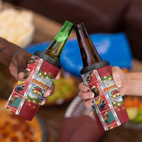 New Zealand Merry Christmas 4 in 1 Can Cooler Tumbler Maori Animals Xmas Style and Koru Tattoo Red Color LT03 - Polynesian Pride