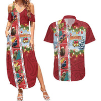 New Zealand Merry Christmas Couples Matching Summer Maxi Dress and Hawaiian Shirt Maori Animals, Koru Tattoo - Red Xmas Style LT03 Red - Polynesian Pride