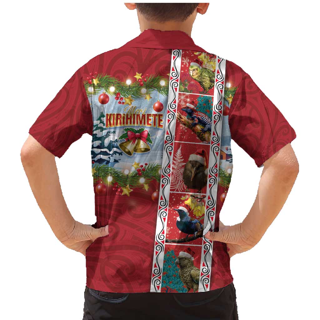 New Zealand Merry Christmas Family Matching Mermaid Dress and Hawaiian Shirt Maori Animals, Koru Tattoo - Red Xmas Style LT03 - Polynesian Pride