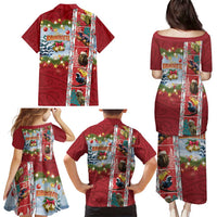 New Zealand Merry Christmas Family Matching Puletasi and Hawaiian Shirt Maori Animals, Koru Tattoo - Red Xmas Style LT03 - Polynesian Pride