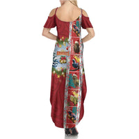 New Zealand Merry Christmas Family Matching Summer Maxi Dress and Hawaiian Shirt Maori Animals, Koru Tattoo - Red Xmas Style LT03 - Polynesian Pride