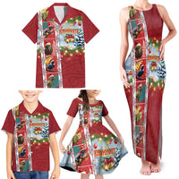 New Zealand Merry Christmas Family Matching Tank Maxi Dress and Hawaiian Shirt Maori Animals, Koru Tattoo - Red Xmas Style LT03 - Polynesian Pride