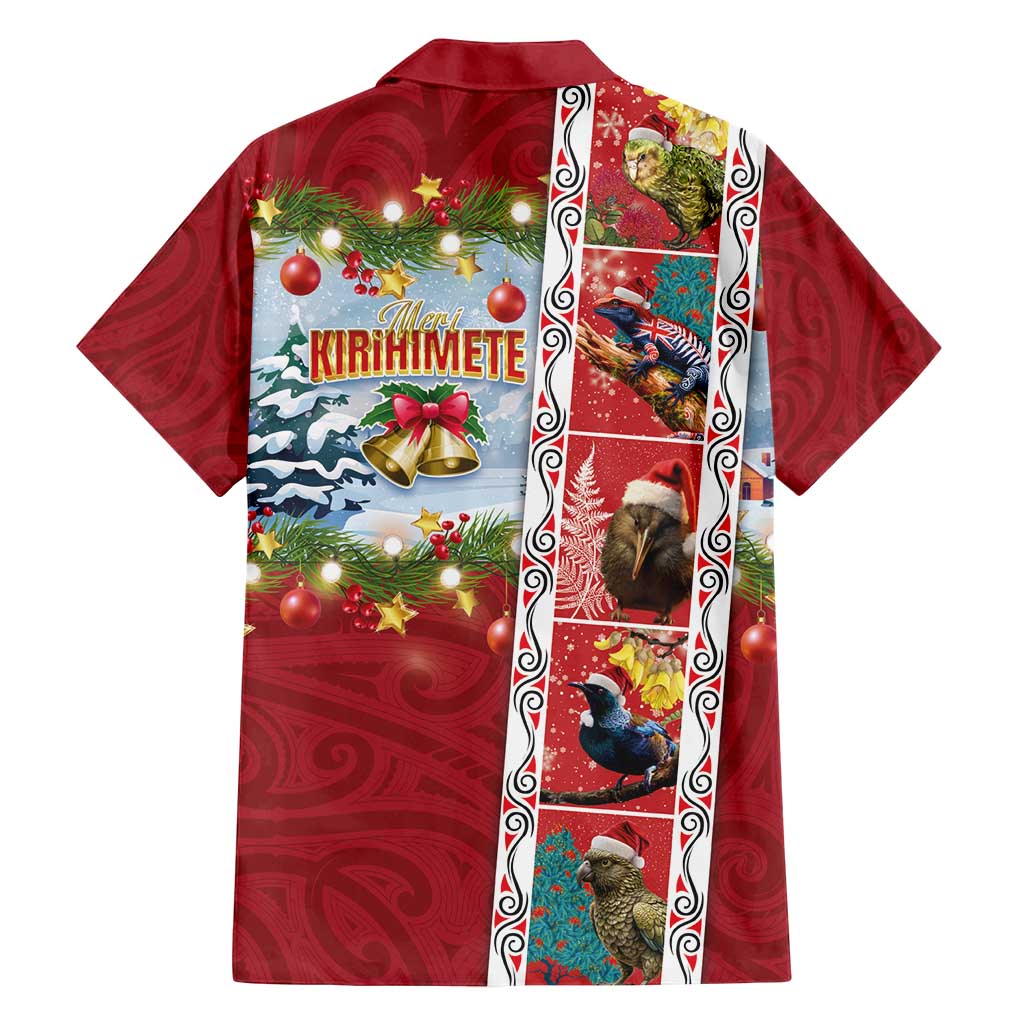 New Zealand Merry Christmas Family Matching Tank Maxi Dress and Hawaiian Shirt Maori Animals, Koru Tattoo - Red Xmas Style LT03 - Polynesian Pride