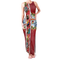 New Zealand Merry Christmas Family Matching Tank Maxi Dress and Hawaiian Shirt Maori Animals, Koru Tattoo - Red Xmas Style LT03 Mom's Dress Red - Polynesian Pride