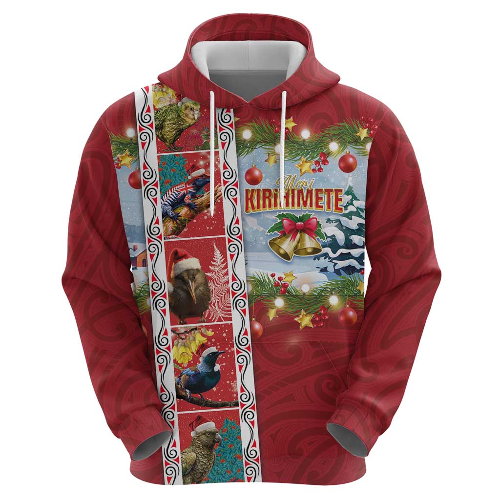 New Zealand Merry Christmas Hoodie Maori Animals, Koru Tattoo - Red Xmas Style LT03 - Polynesian Pride