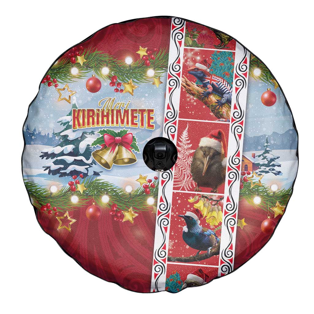 New Zealand Merry Christmas Spare Tire Cover Maori Animals, Koru Tattoo - Red Xmas Style LT03 - Polynesian Pride