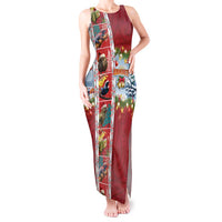 New Zealand Merry Christmas Tank Maxi Dress Maori Animals, Koru Tattoo - Red Xmas Style LT03 Women Red - Polynesian Pride
