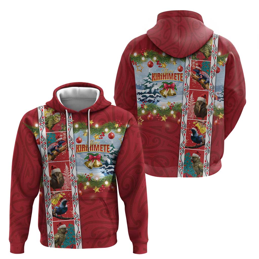 New Zealand Merry Christmas Zip Hoodie Maori Animals, Koru Tattoo - Red Xmas Style LT03 - Polynesian Pride